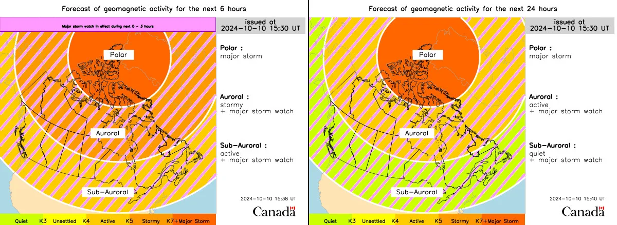 Oct 10-11 noon update geomagnetic forecast - Space Weather Canada