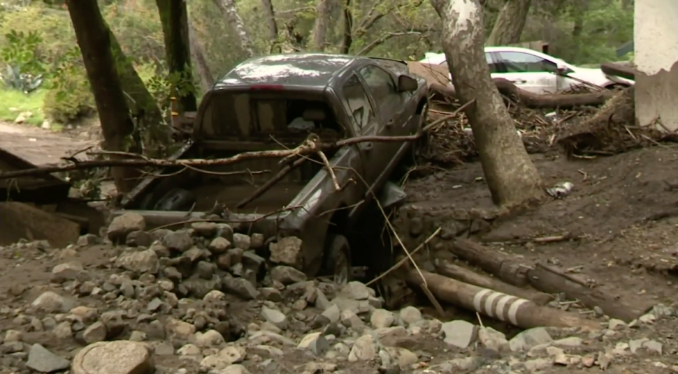 Mudslides rip through Southern California canyon scarred by wildfires
