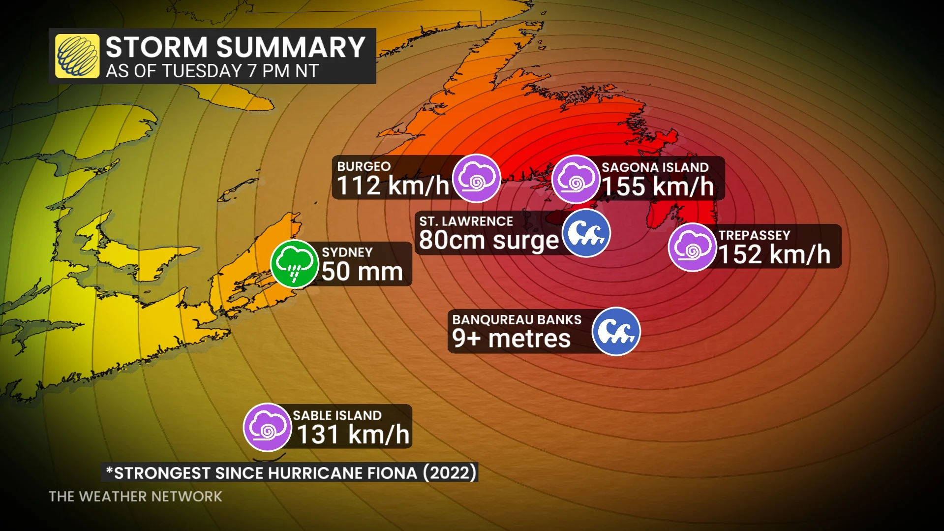 Atlantic Canada storm summary Tuesday PM