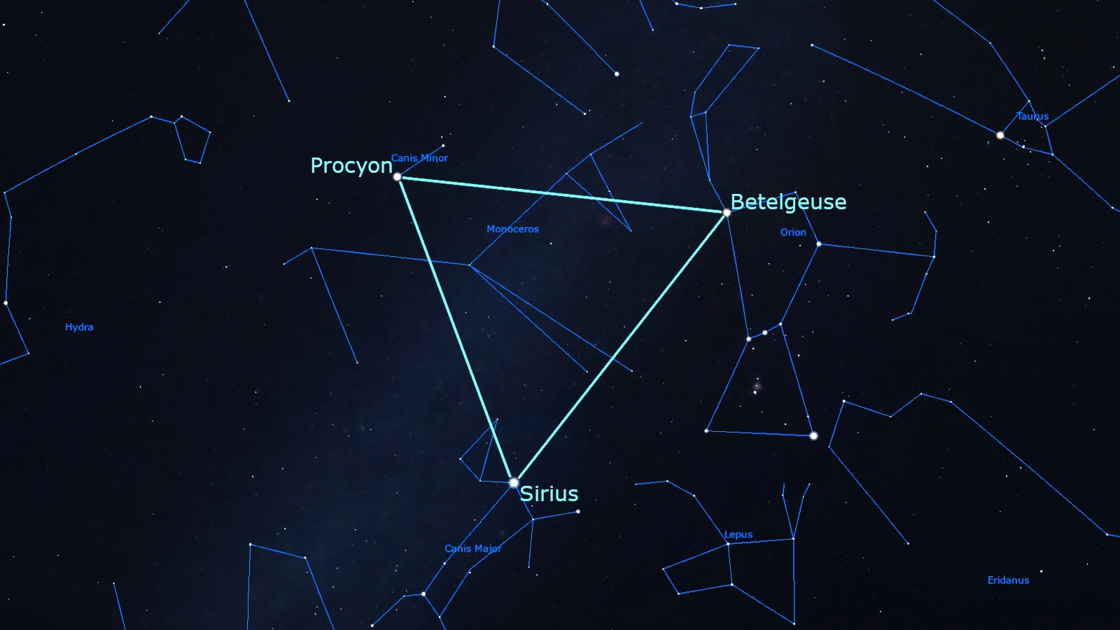 Winter Triangle - Jan 15 2026 - Stellarium