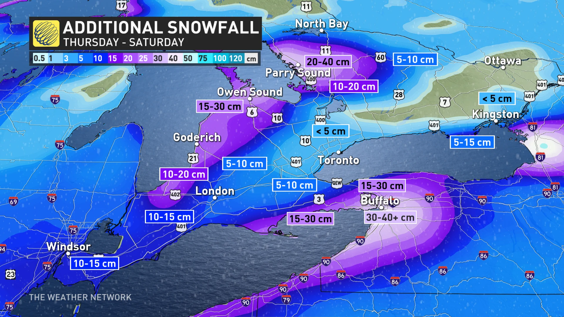 Squalls begin to ease in Ontario, but the snow parade marches on - The ...