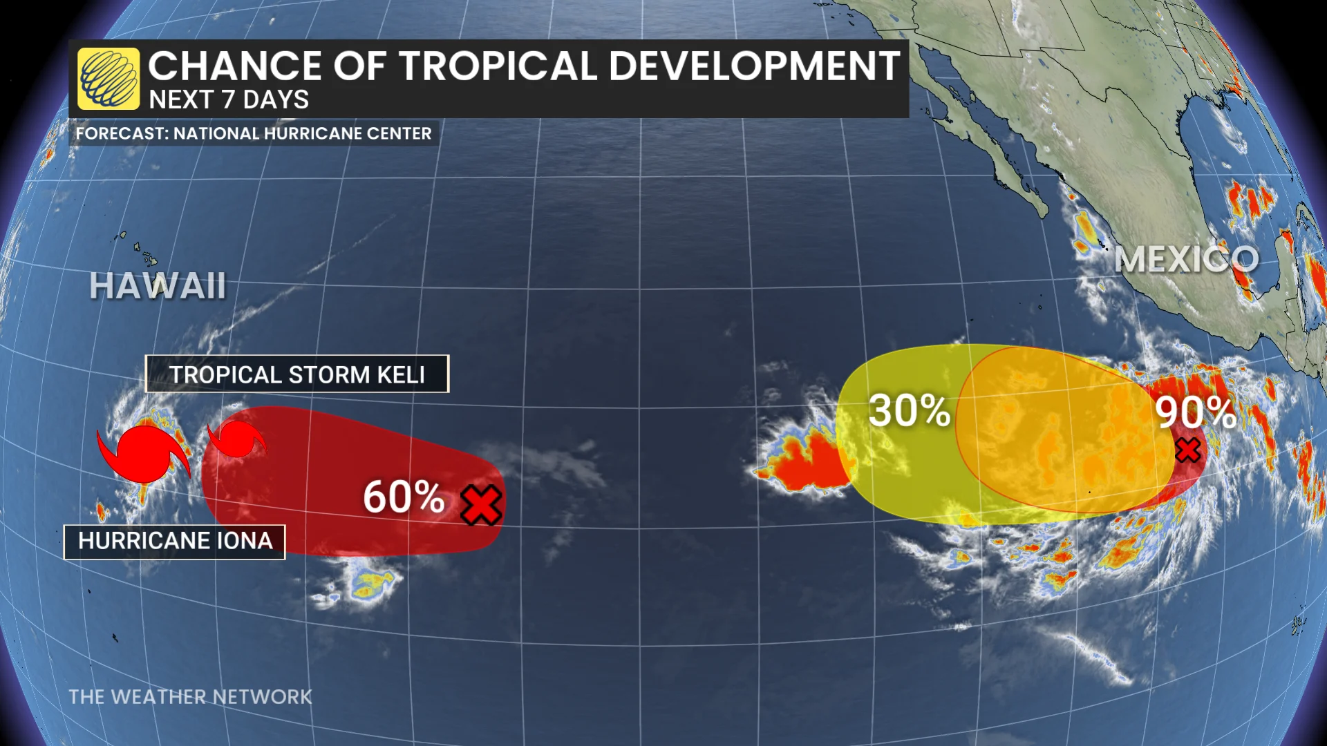 Pacific Ocean chance of tropical development over next seven days
