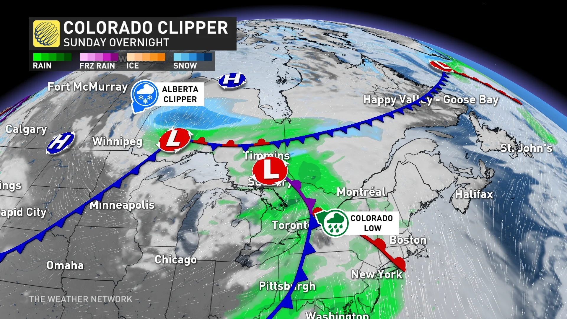 Sunday overnight Colorado/Alberta system Eastern Canada_Nov. 10