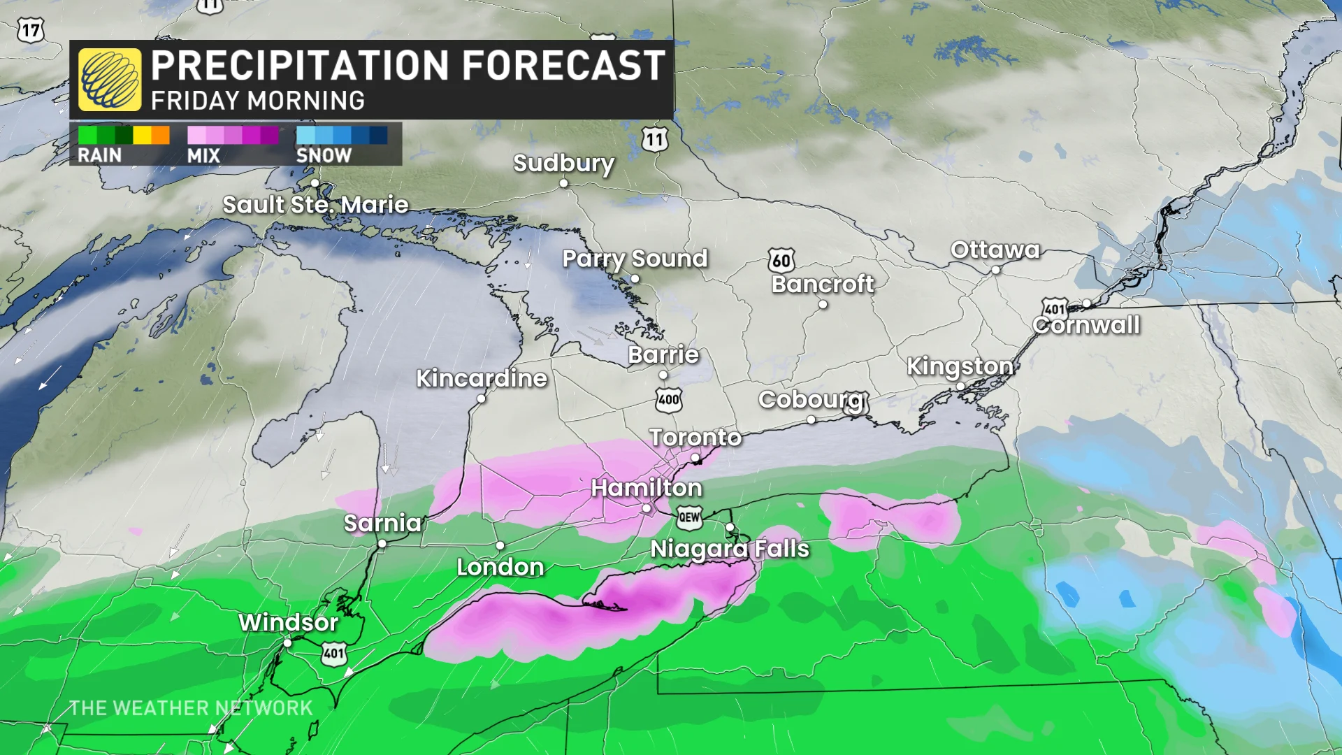 Friday morning Ontario precipitation timing