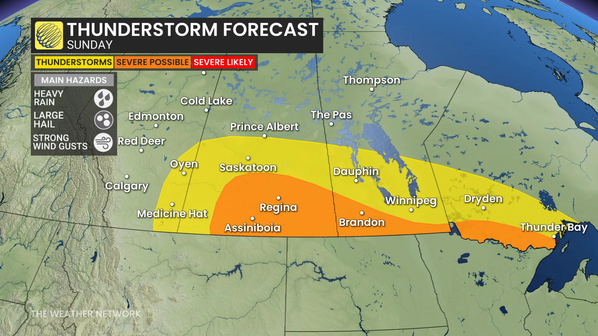 Prairies thunderstorm forecast Sunday