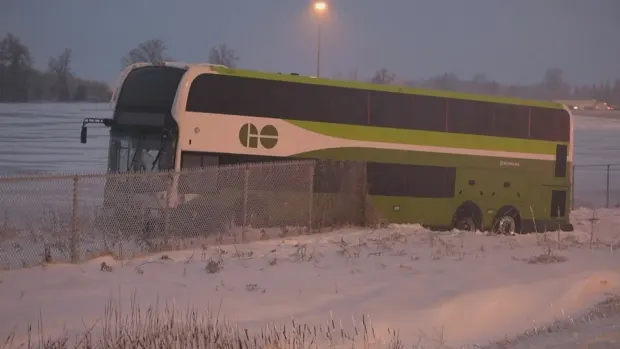 GO bus sails off 407, lands in farmer's field