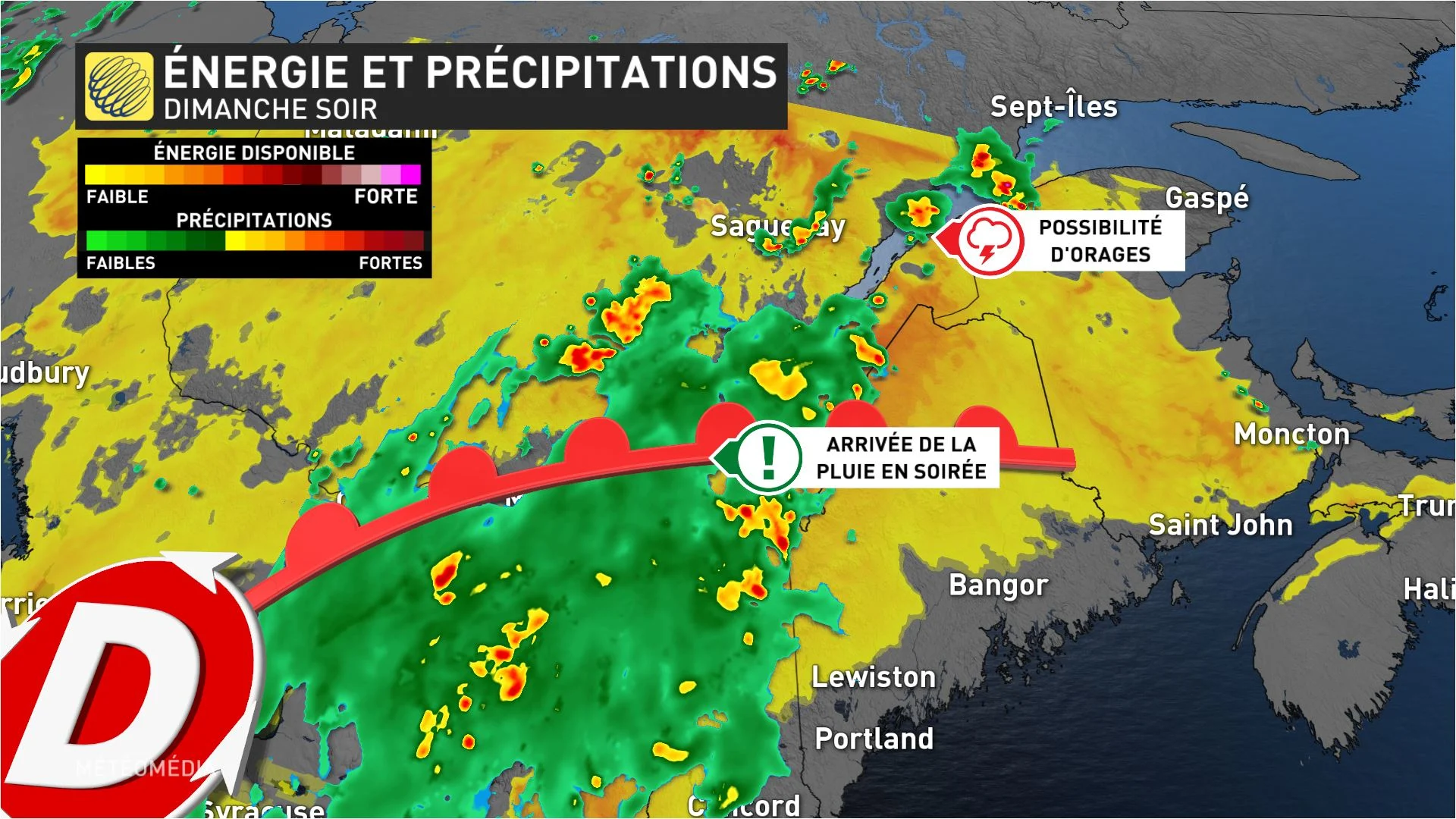 Énergie et précipitations dimanche