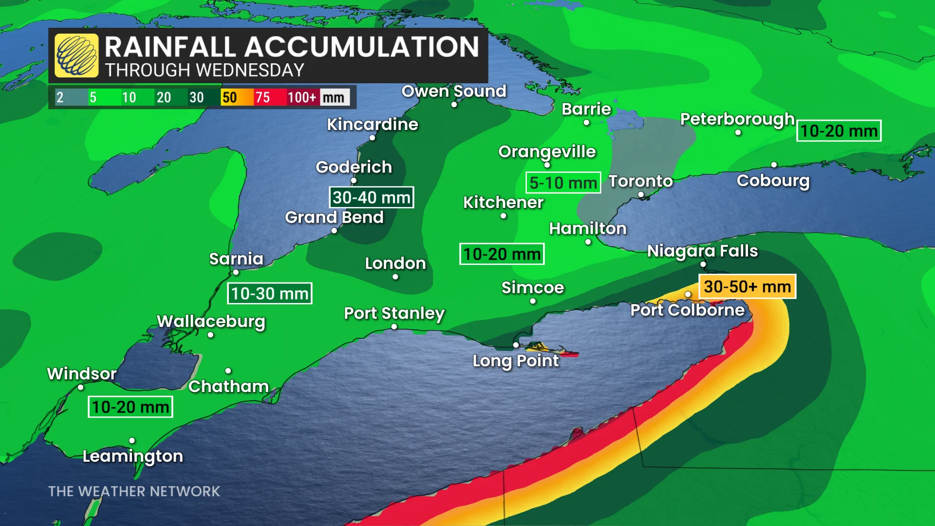 Autumn weather in full gear in Ontario with rain, snow and waterspout ...