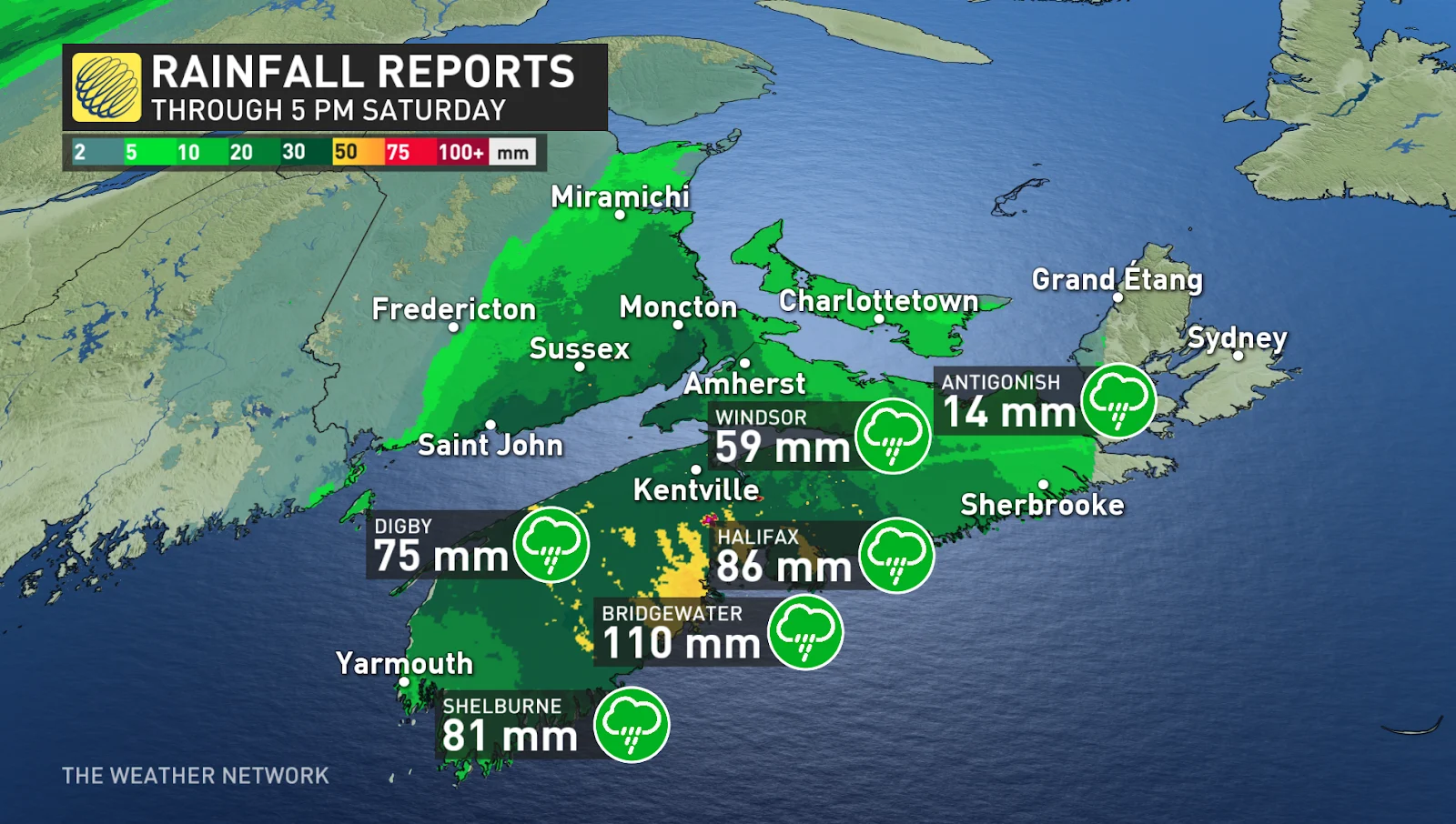 Maritimes rainfall reports