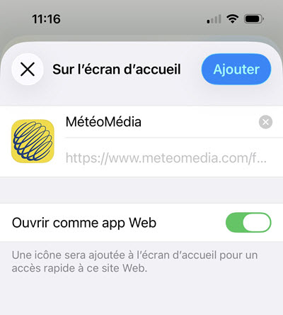 Ouvrir comme app Web
