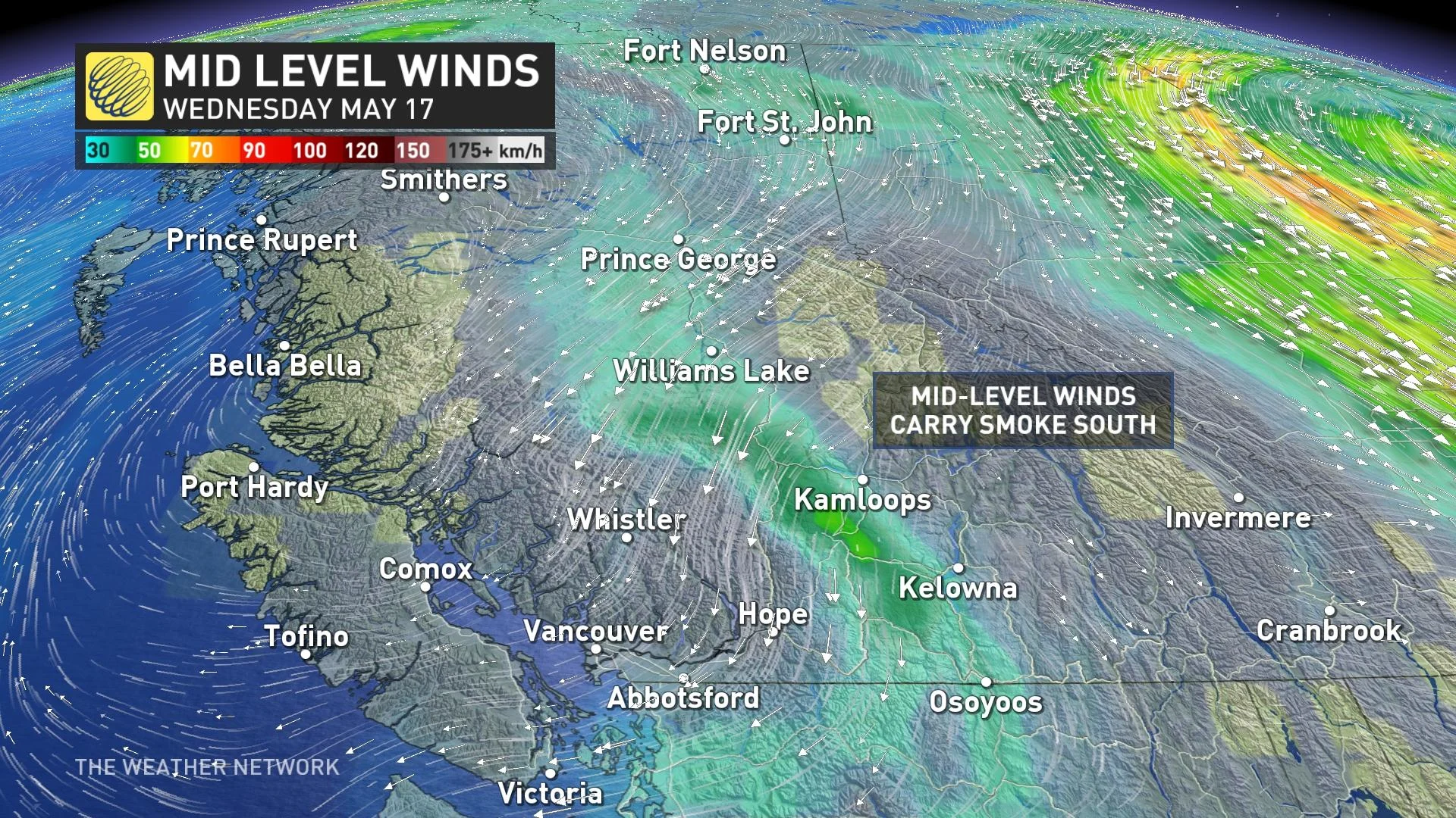 Mid level winds