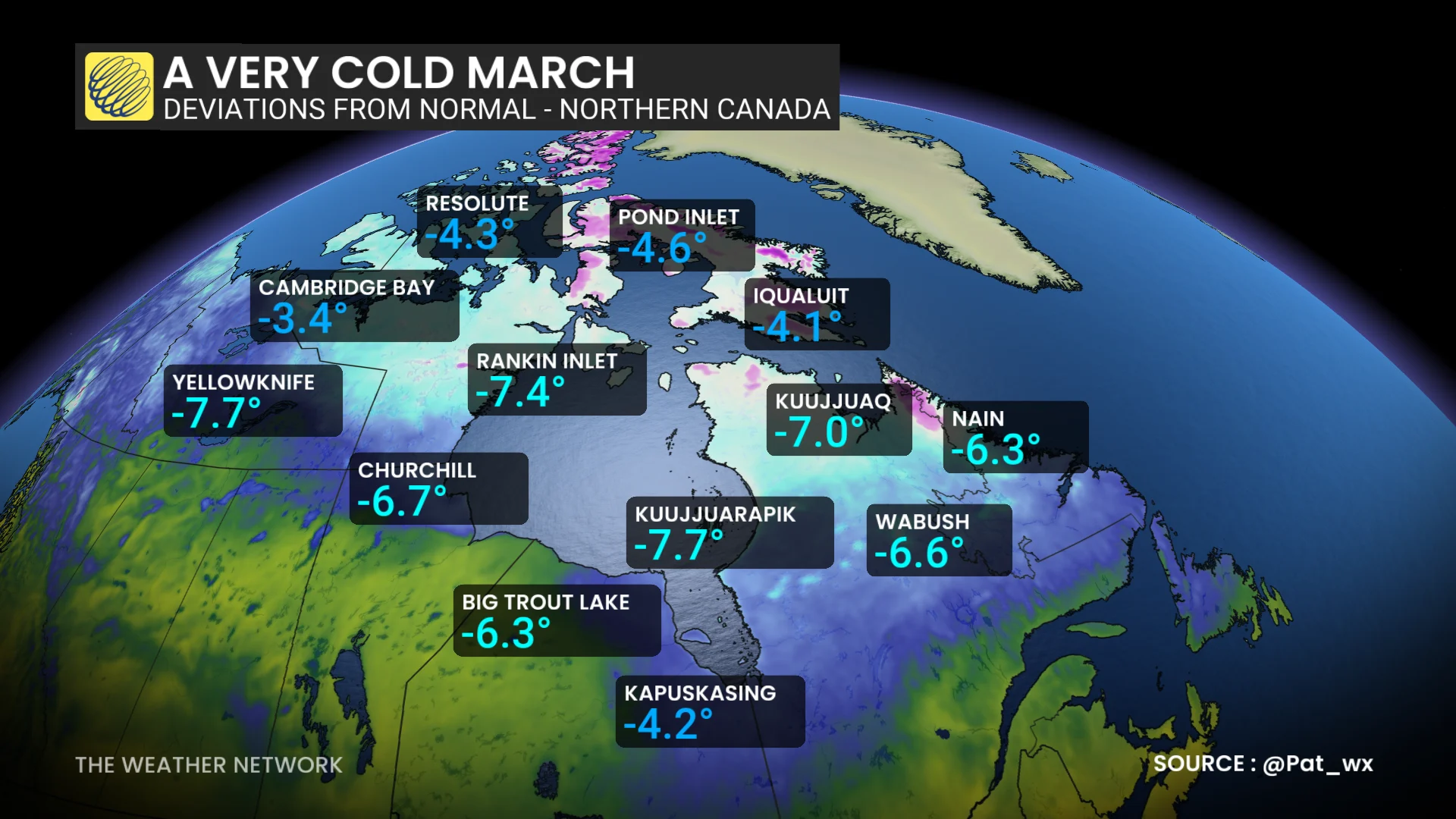 Northern Canada cold March 2026