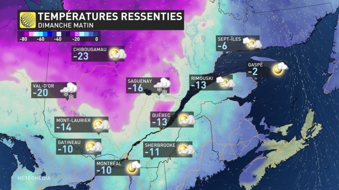 Temperatures felt Sunday morning