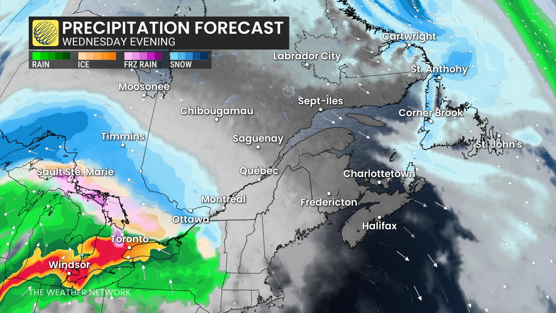 Baron - Wednesday evening precipitarion eastern Canada - Mar31