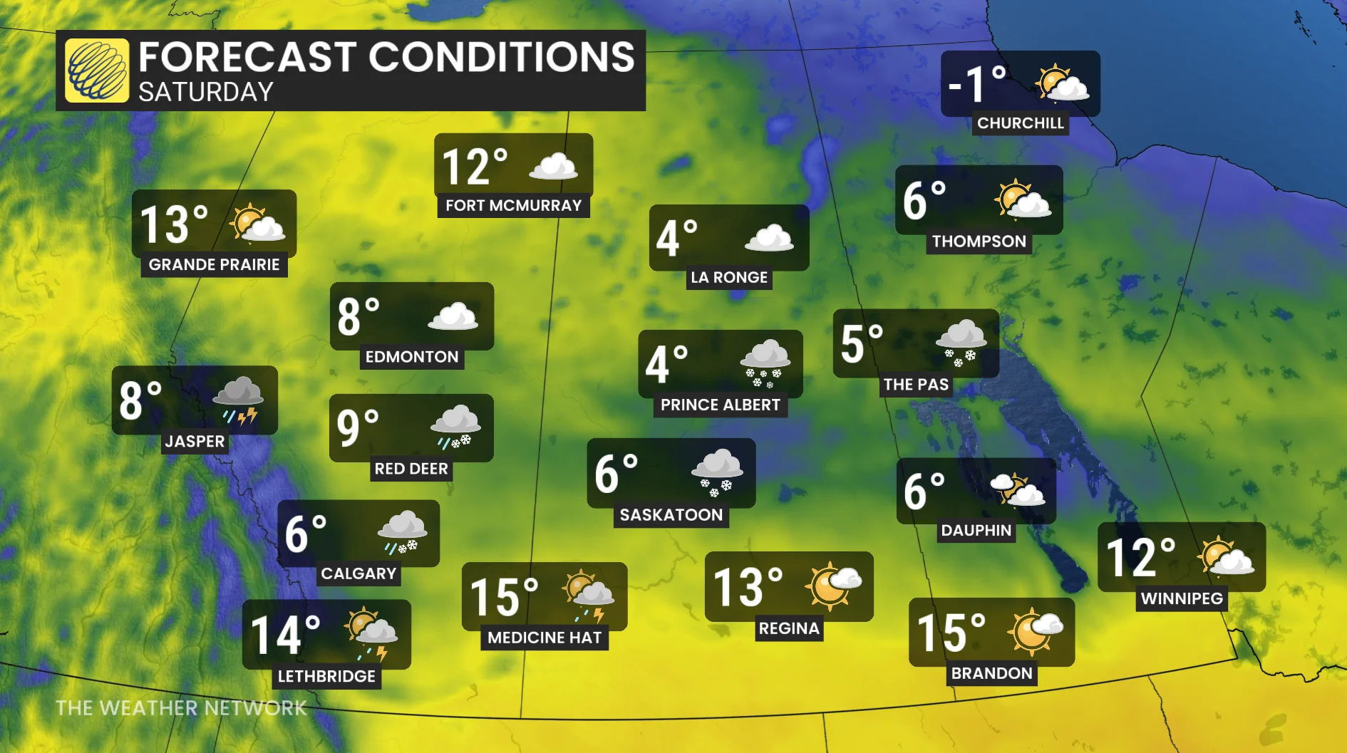 Prairies Forecast Conditions Saturday