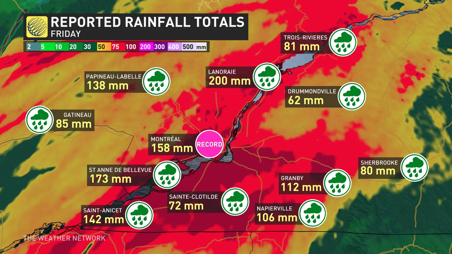 Quebec Rainfall Totals