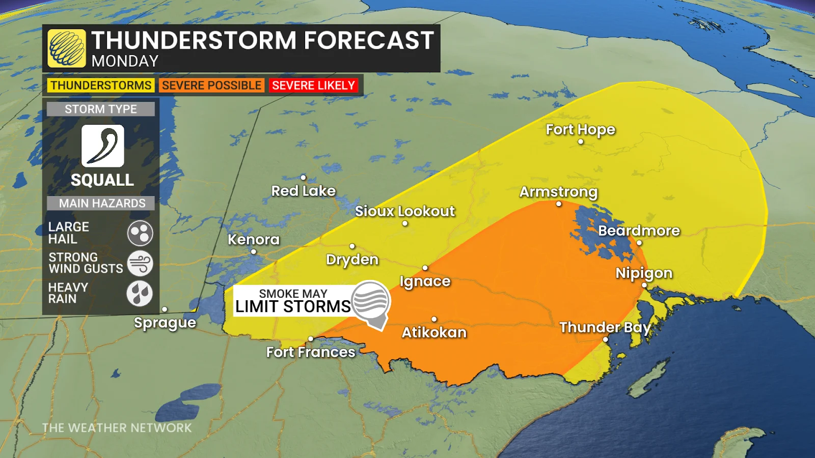 Northwestern Ontario Monday thunderstorm risk - June 2, 2025