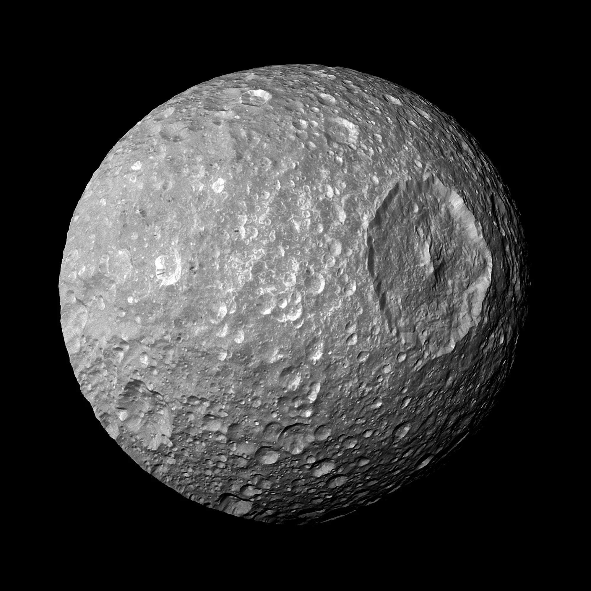 Mimas Saturn's Death Star Moon - Feb 13 2010 - Cassini - jpegPIA12570