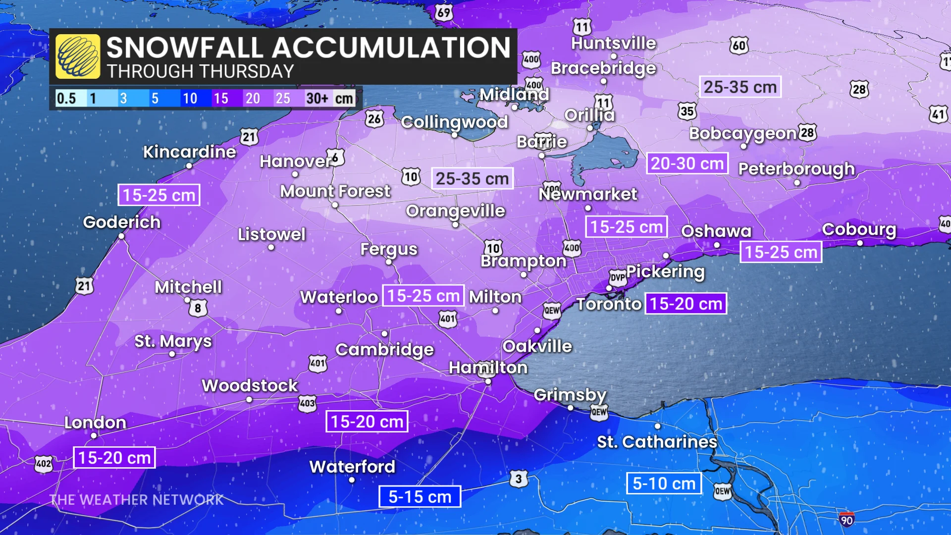 Baron - Ontario snow totals zoom - Feb12