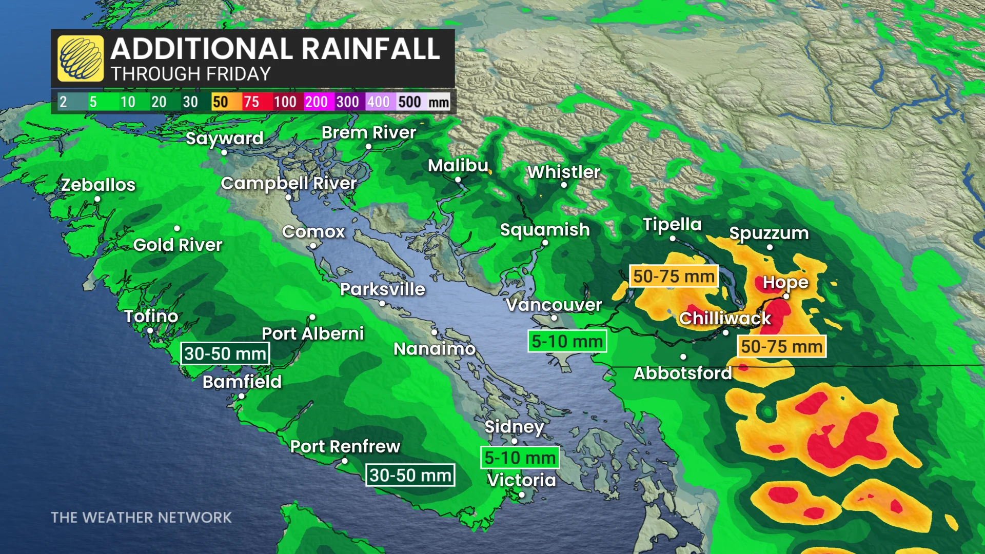 March 20, 2026: B.C. additional rainfall through Friday