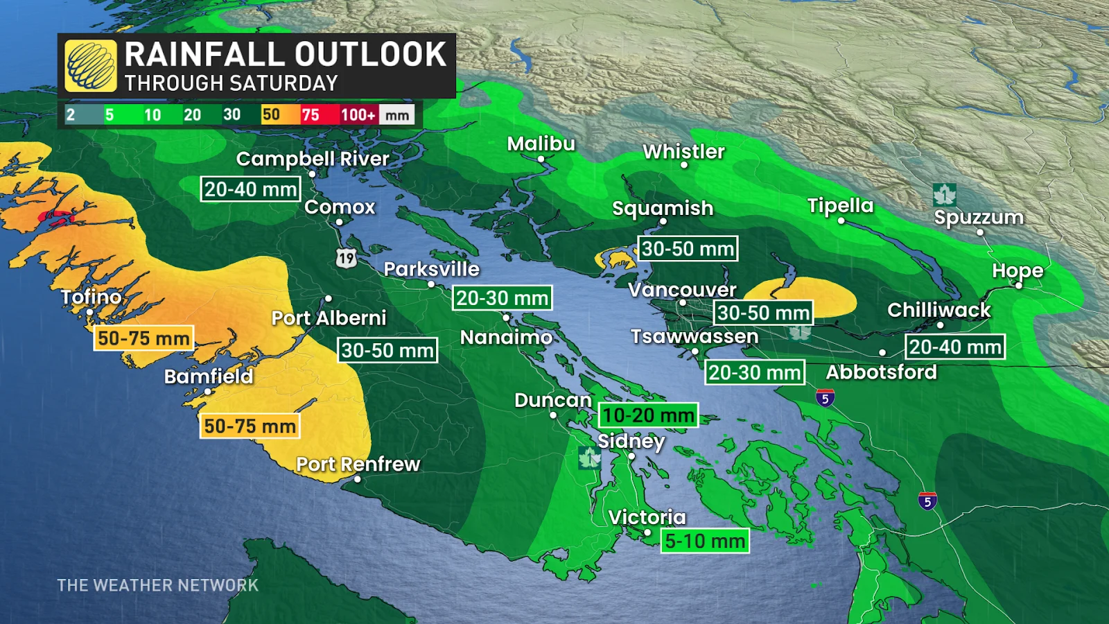 Southern B.C. forecast rainfall totals - Dec. 12, 2024