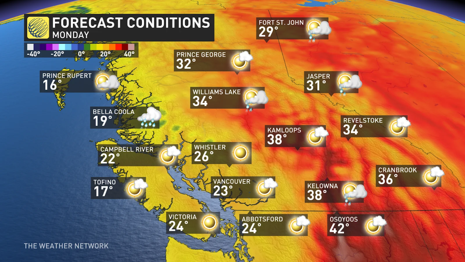 BC Monday forecast conditions July 21 2024