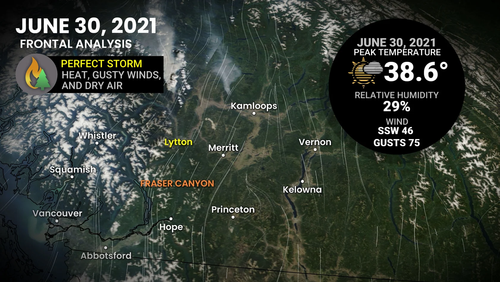 June 30, 2021, frontal analysis of Lytton, B.C., wildfire