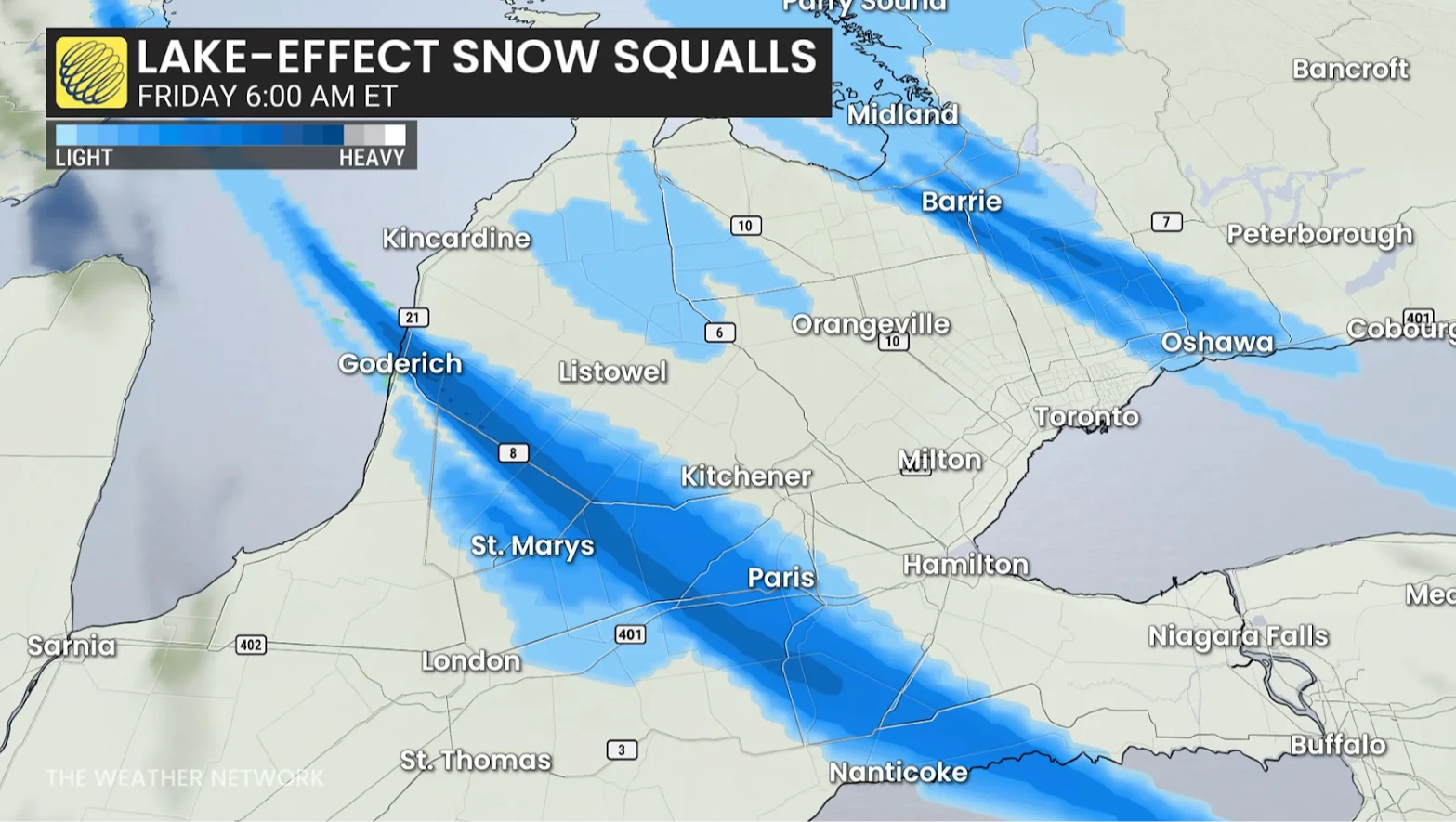 Southern Ontario, Snow, Squall, Cold, Winter, November 27, 2025. (The Weather Network)