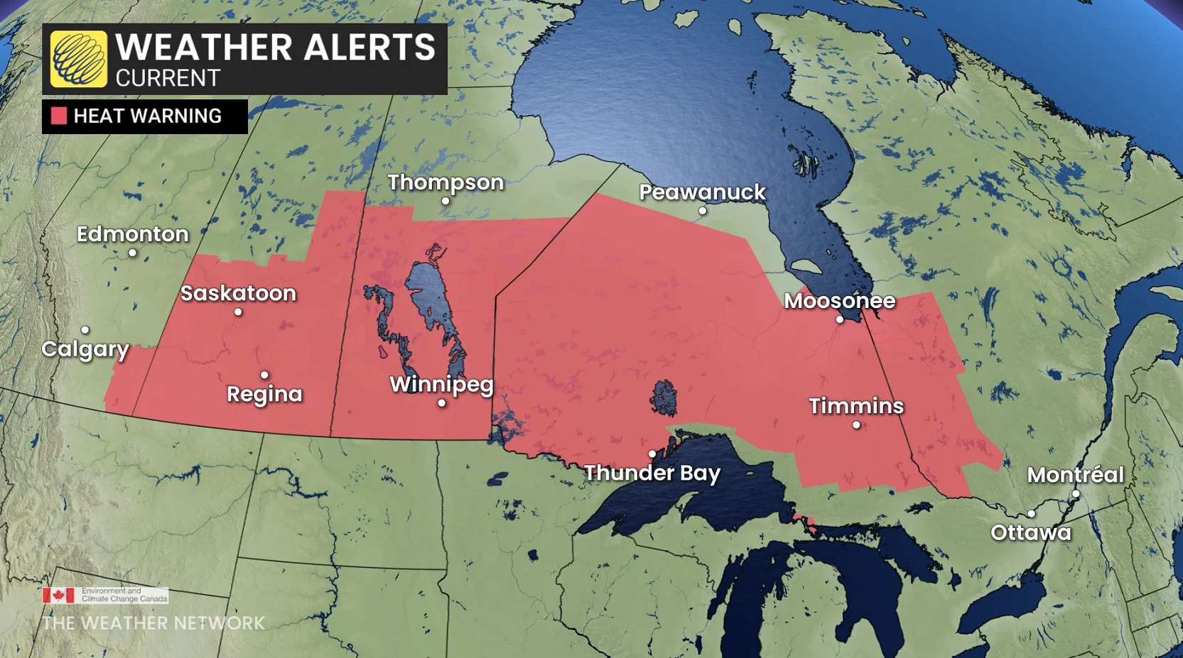 Heat warnings for Prairies and northern Ontario