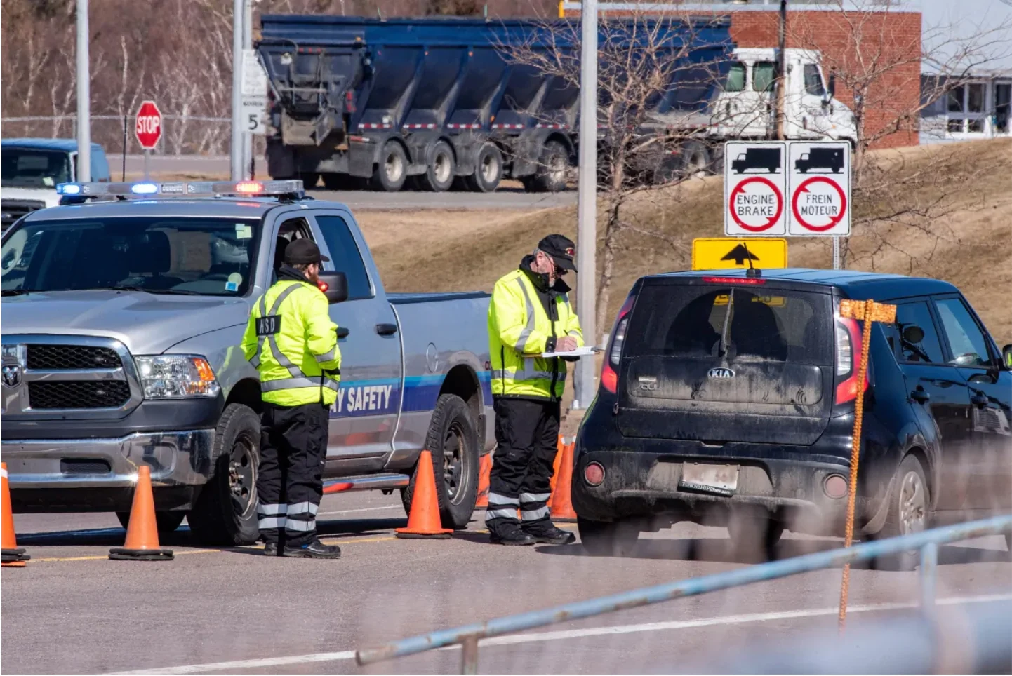 CBC: Anyone coming onto P.E.I. from the Confederation Bridge must stop at a COVID-19 checkpoint, where officials ask if they have a self-isolation plan and gather contact information. (Brian McInnis/CBC)