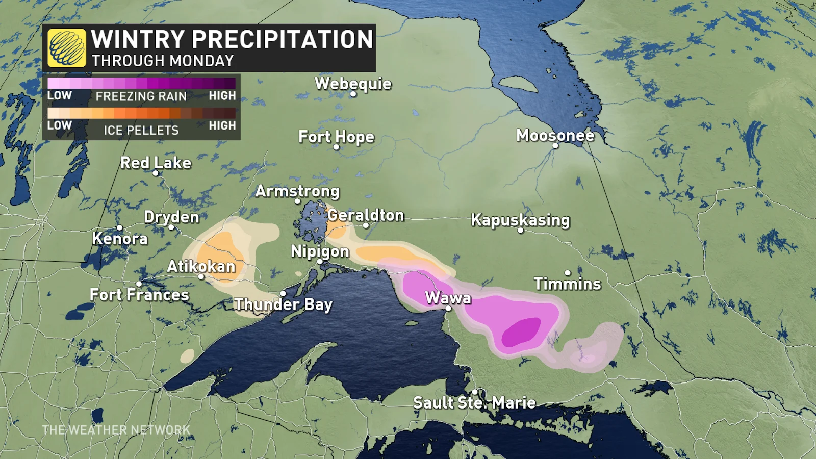 Northern Ontario ice pellets and freezing rain April 29 2024