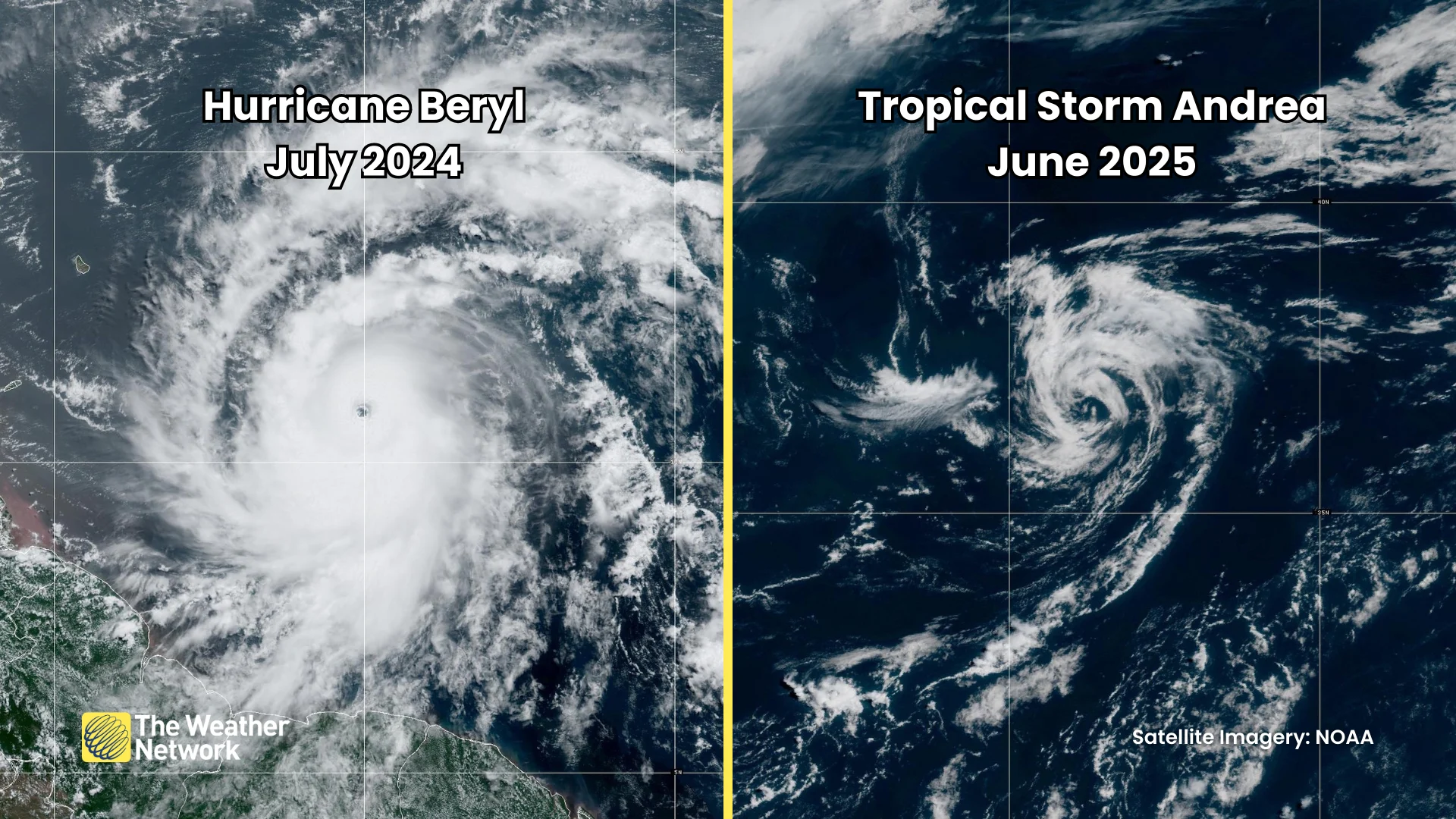 Comparison Between Hurricane Beryl Tropical Storm Andrea
