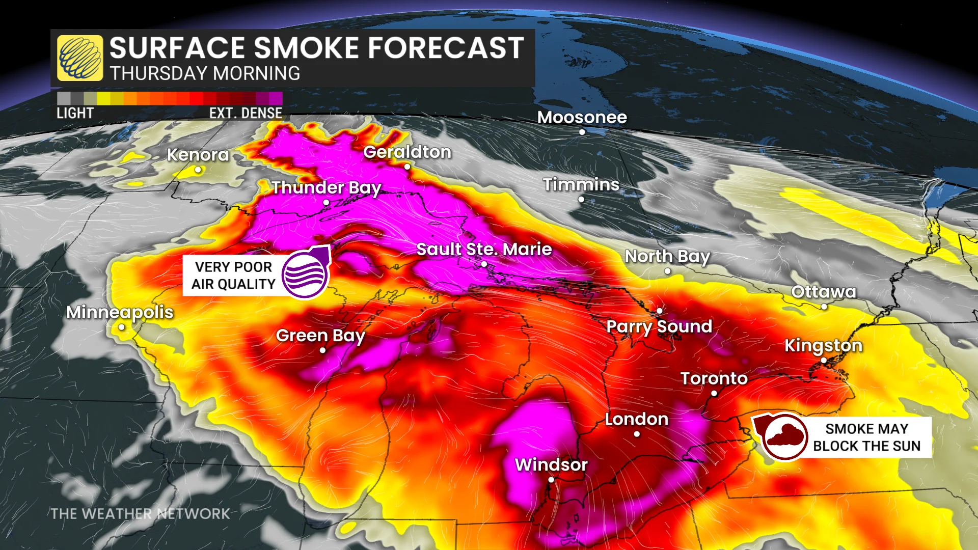 Baron - Ontario surface smoke forecast Thursday am - July 15
