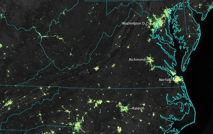 Night lights shine significantly brighter during the holidays