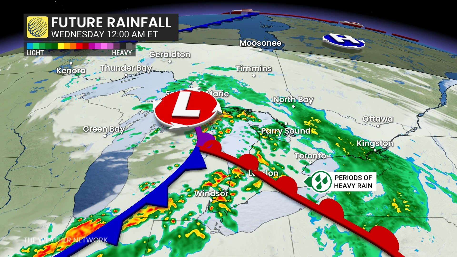 Baron - Ontario precipitation Wednesday 12 am - May 12