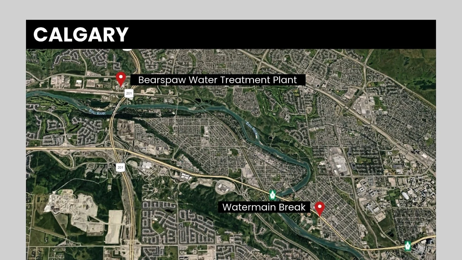 map of Calgary water main break