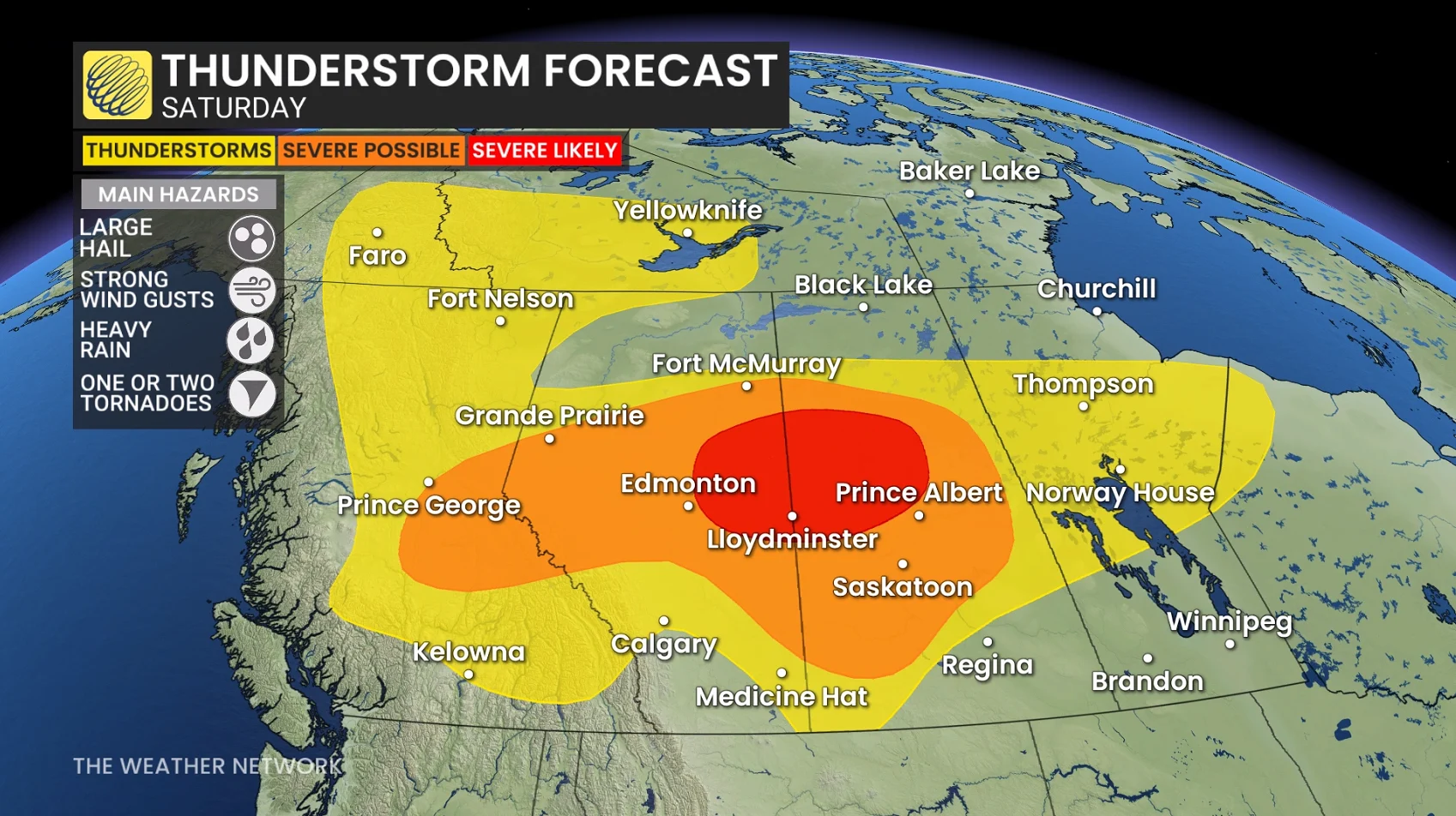 Prairies thunderstorm forecast Saturday