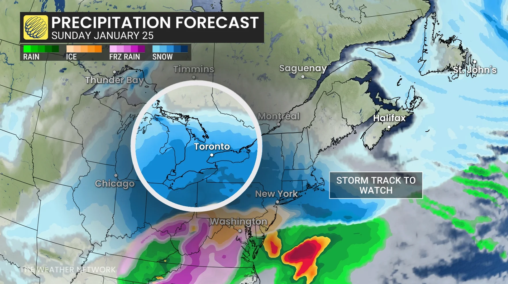 Sunday precipitation forecast Ontario