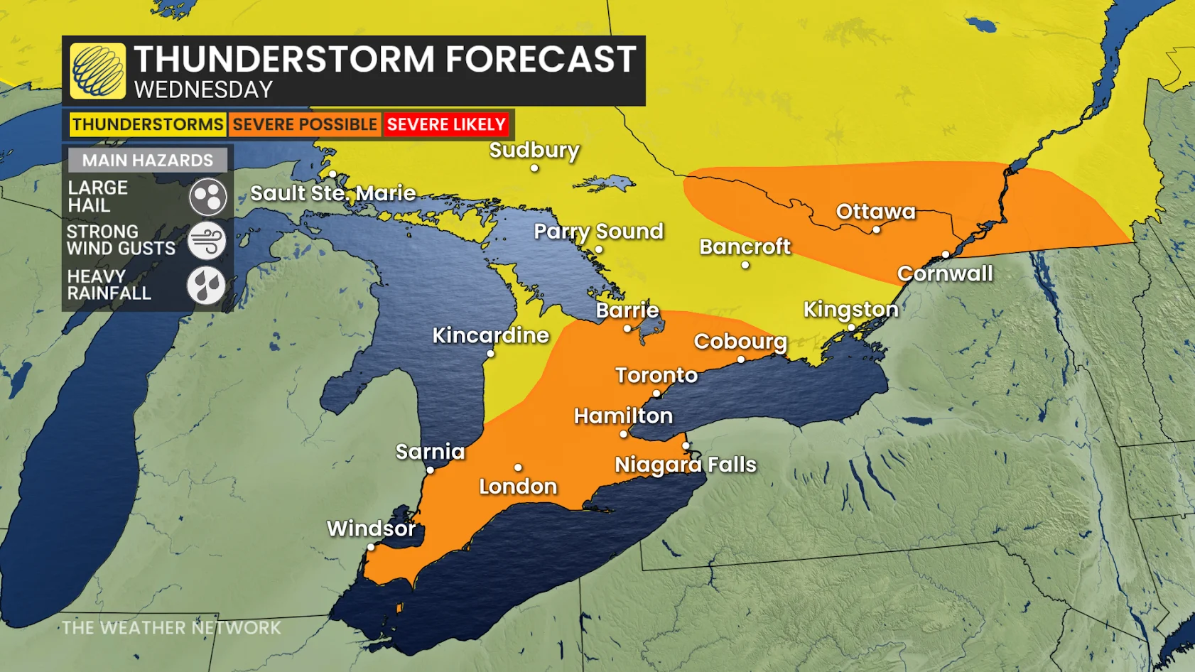 Ontario Wednesday storm risk - Aug. 12, 2026