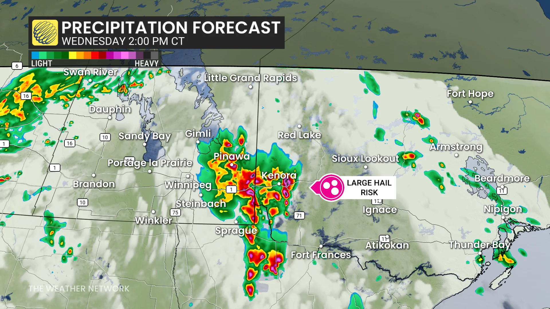Baron - Northern Ontario precipitation Wednesday 2 pm - June 10