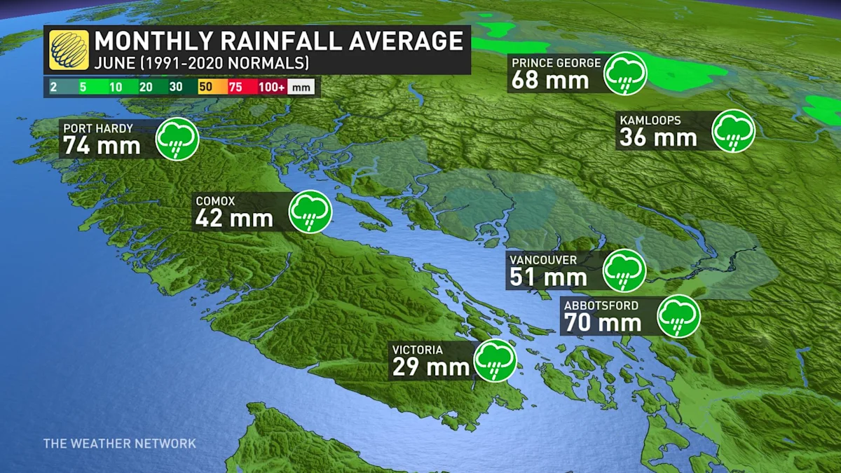 B.C.’s week splits in two with rain to start, and heat to finish - The ...