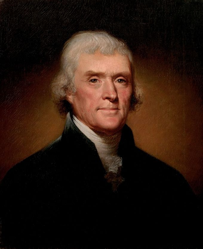 Official Presidential portrait of Thomas Jefferson (by Rembrandt Peale, 1800)(cropped)