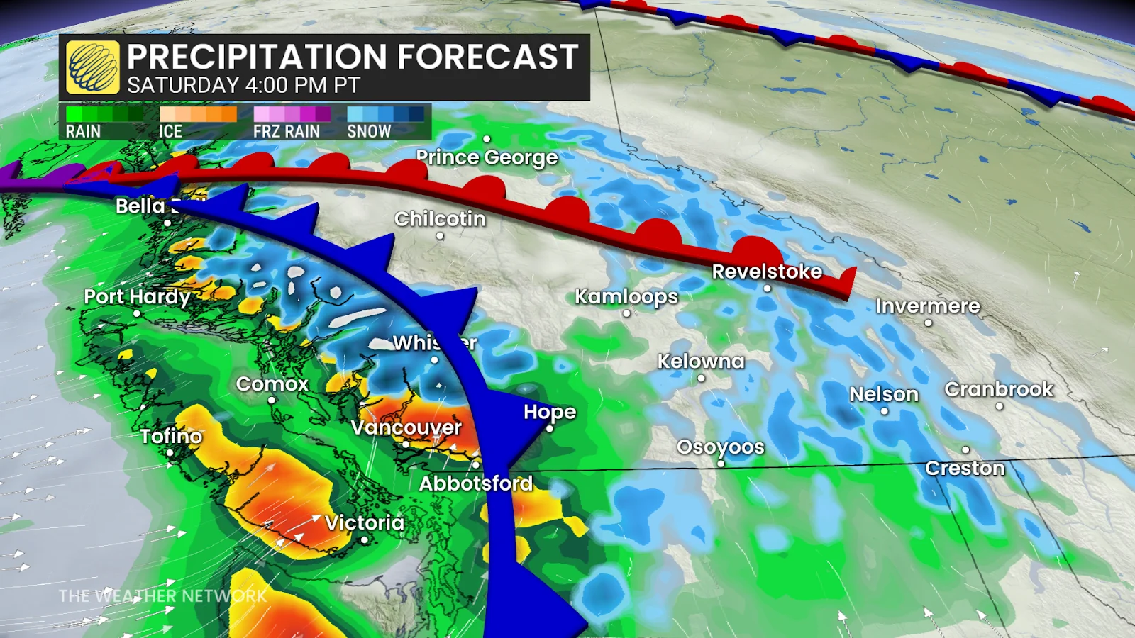 B.C. precipitation Saturday Feb 21