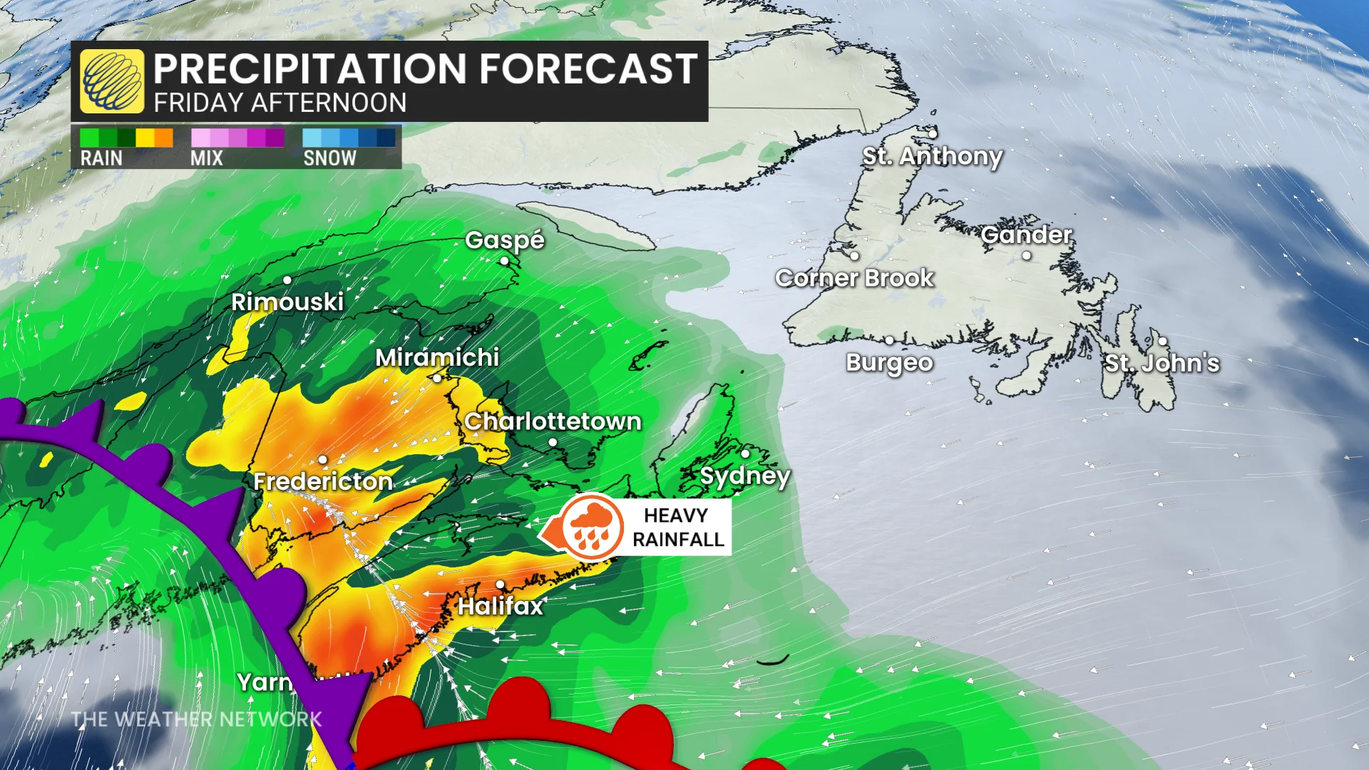 Baron - Friday afternoon precipitation Atlantic Canada - Oct31