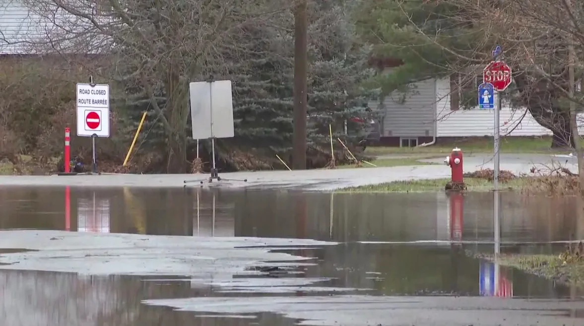 Water is spilling all over the roads in the Sussex area, forcing several road closures. (Gary Moore/CBC)