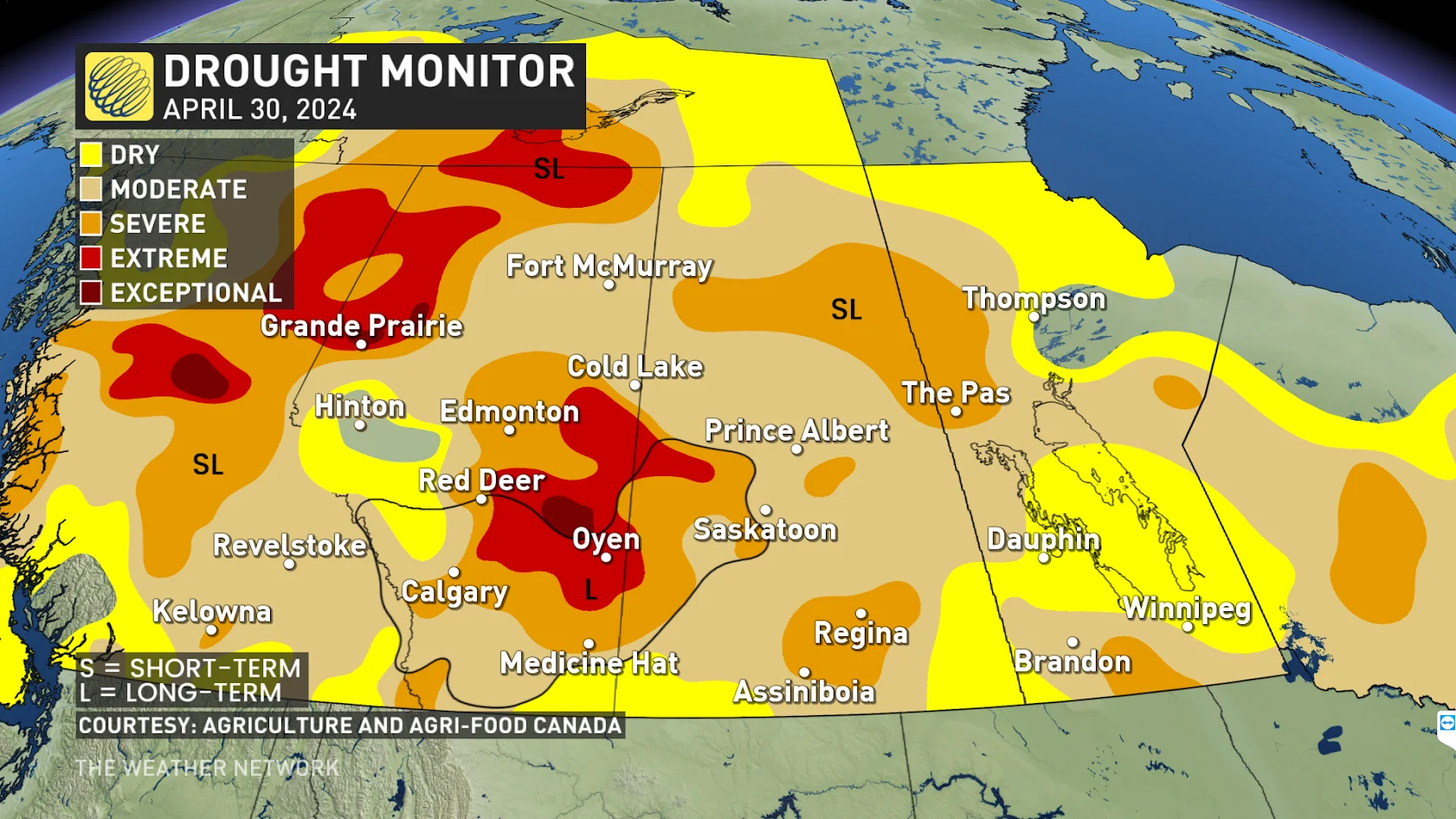 Western Canada drought monitor updated May 13 2024