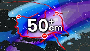 Dangerous winter storm closes numerous major highways in Ontario. See where 50 cm falls