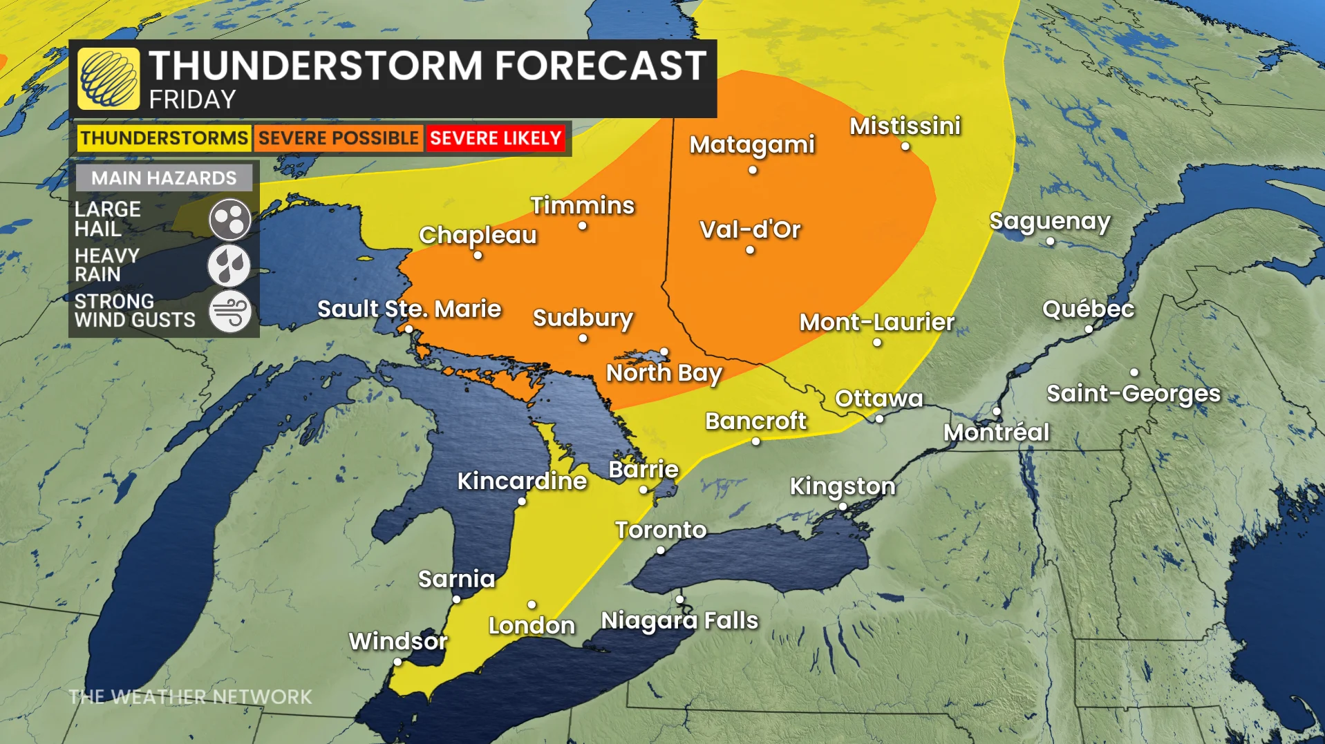 Rain, Storm, Ontario, Quebec, Friday, July 31, 2026. (The Weather Network)