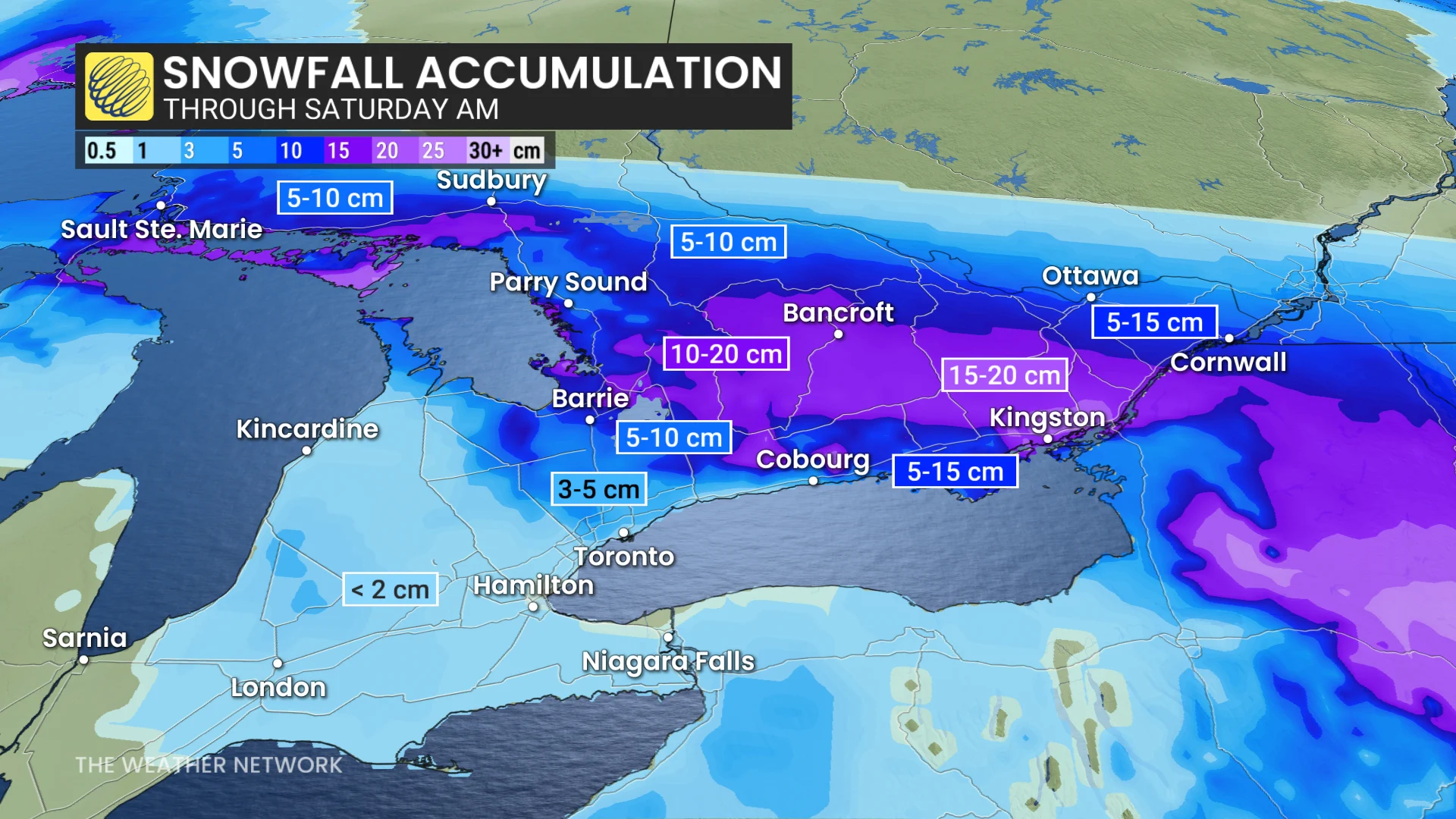 Ontario snowfall outlook through Saturday