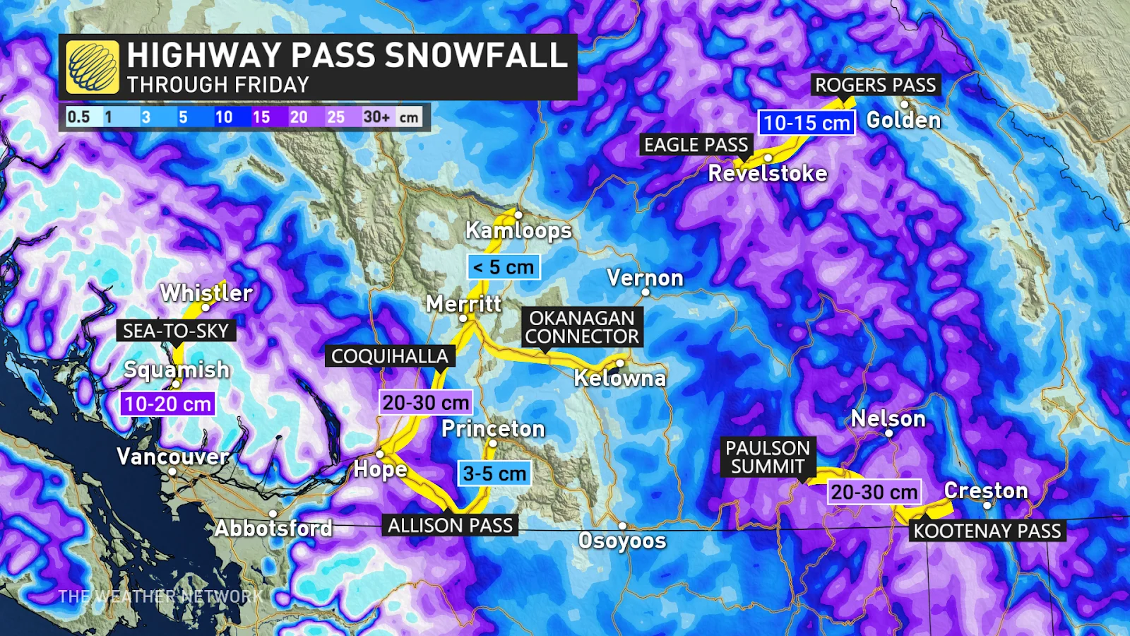 B.C. highway pass snowfall Jan 30